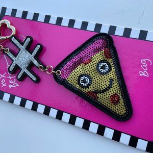 Betsey Johnson Keys Holder Bag Bling Sequins FRIES Keychain Key Fob New